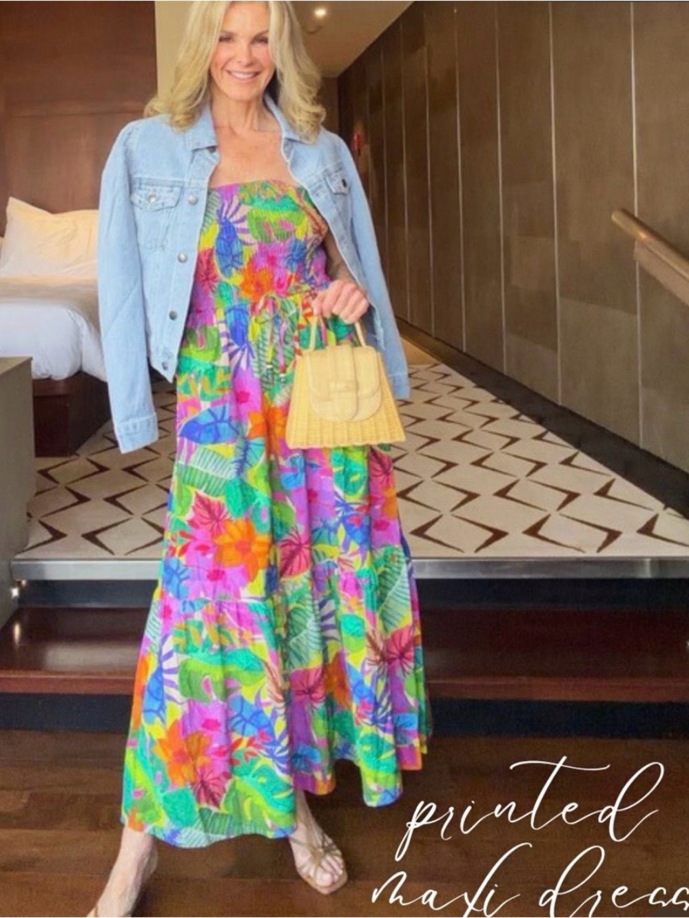 Avara Tanya Printed Strapless Maxi Dress